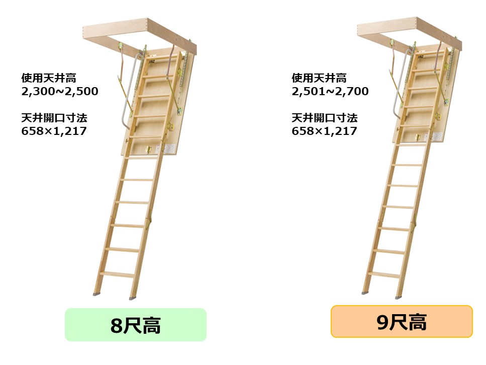 天井収納はしご | 8尺用・9尺用 | 屋根裏を収納スペースとして活用 