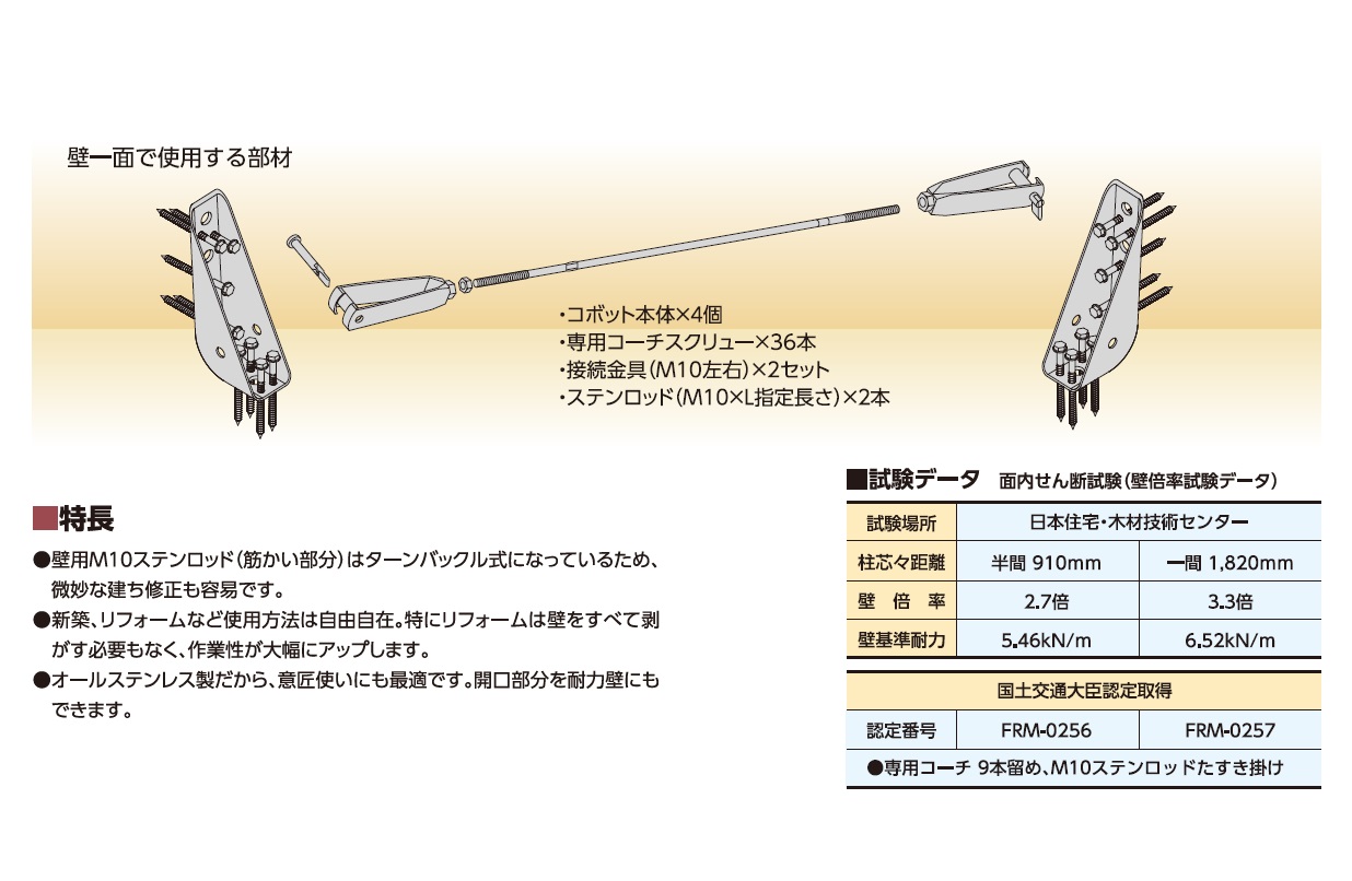 KSコボット・ステンブレースシステム〈壁用〉 | 木造住宅の良さ「柔 